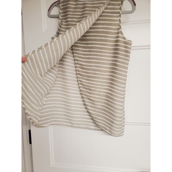 Women's J. Crew Beige Striped Lightweight Open Back Camisole Tank | Size 2 - Picture 4 of 8